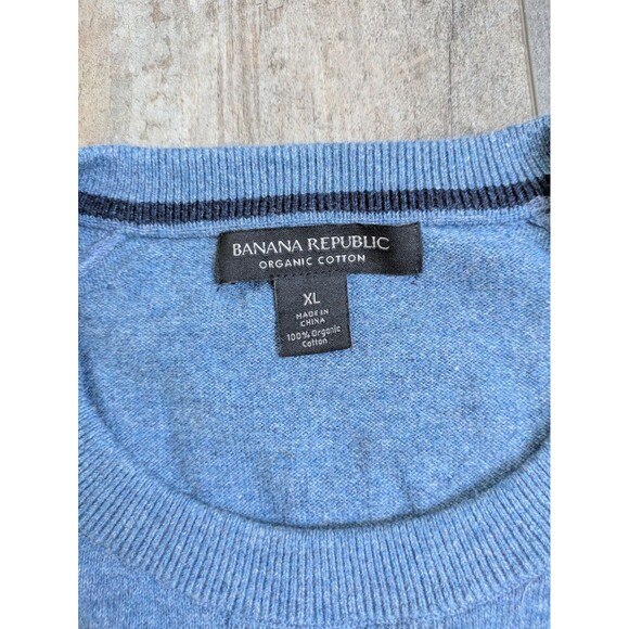 Banana Republic Sweater Blue Baruffa Men's XL Organic Cotton Crew Neck Old Money - Picture 4 of 6